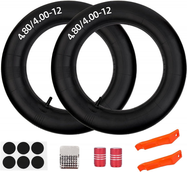 2Sets 4.80-12 trailer tubes, 4.50-12 4.00-12 Lawn Tractor Tubes with Repair Kit TR13 Straight Stem replacement for Farm Implement Tractor, Lawn Mower, Garden Unicycle
