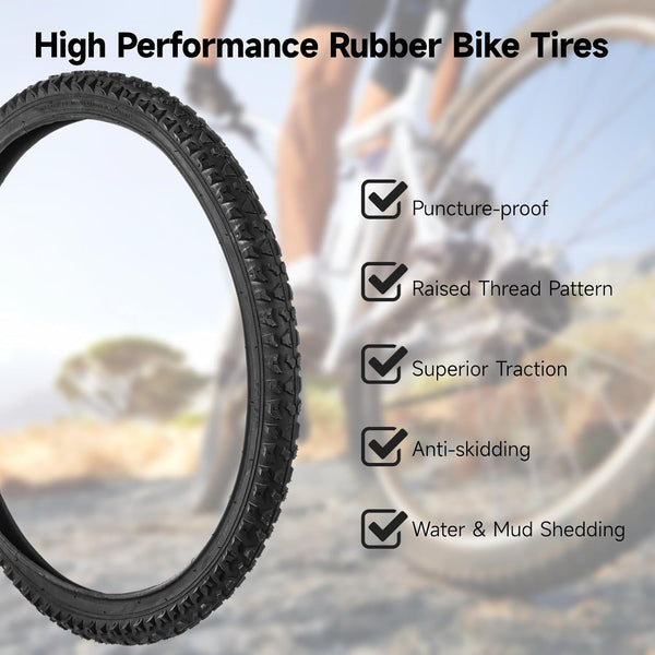 24 Inch Bike Tire, 2 Pack 24x1.95” Bicycle Tires and Tubes, 24 x 1.95 Bike Tire with Repair Kit, 24 x 1.95 Mountain Bike Tire BMX Tires, MTB Tires