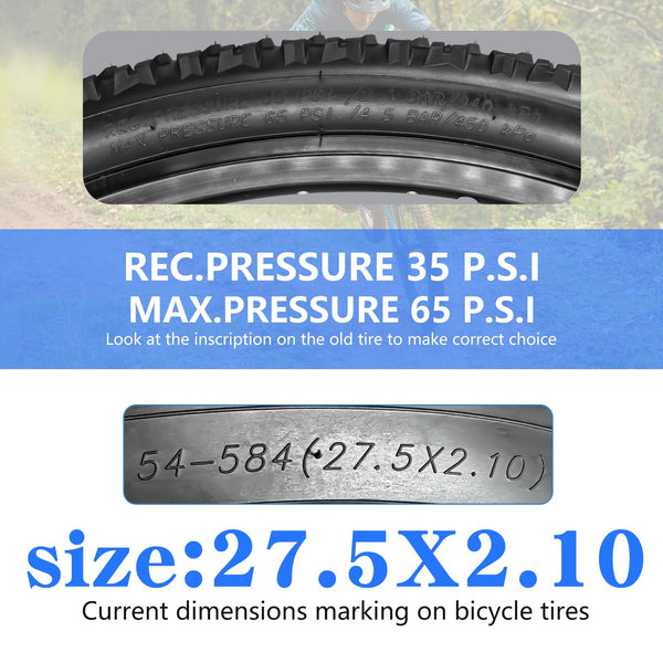 2 Pack 26 x 2.10/27.5 x 2.10 Bike Tires 26/27.5 inch Folding Bike Tires Fit for 26/27.5 X 1.95 26 X 2.10 26 X 2.125 Mountain Bike Beach Cruiser Bike City Urban Bicycles Bikes