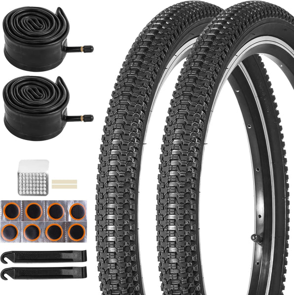 20 inch Bike Tire,2 Pack 20x2.125 Bike Tires and 20x1.75/2.125 Bike Tubes with Bike Tire Levers, 20x2.125 Bicycle Tire Portable MTB Tires Rubber Tire for Mountain Path Muddy Trail