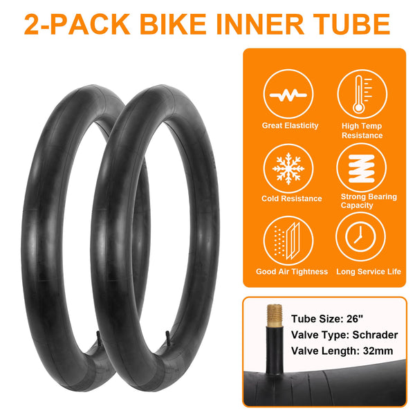 2-Pack 26x4.0 Fat Bike Tire, 26 Inch Mountain Bike Tires & Tubes Set, Folding Replacement Bicycle Tires with Tire Levers for Off-Road Bike and Ebike