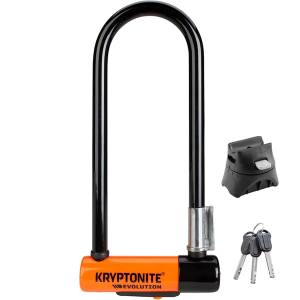 Kryptonite Evolution Standard Bike U-Lock, 4x9 Inch - 14mm Max-Performance Steel Shackle with Double Deadbolt, Includes 3 Keys, Convenient Carry Bracket - High-Security Bicycle Lock, Black, 3.5 lbs