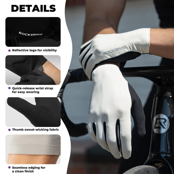 ROCKBROS Cycling Gloves for Men Women SBR Padded Shock Absorbing Bike Gloves Breathable Touchscreen Anti-Slip Palm Lightweight for Biking