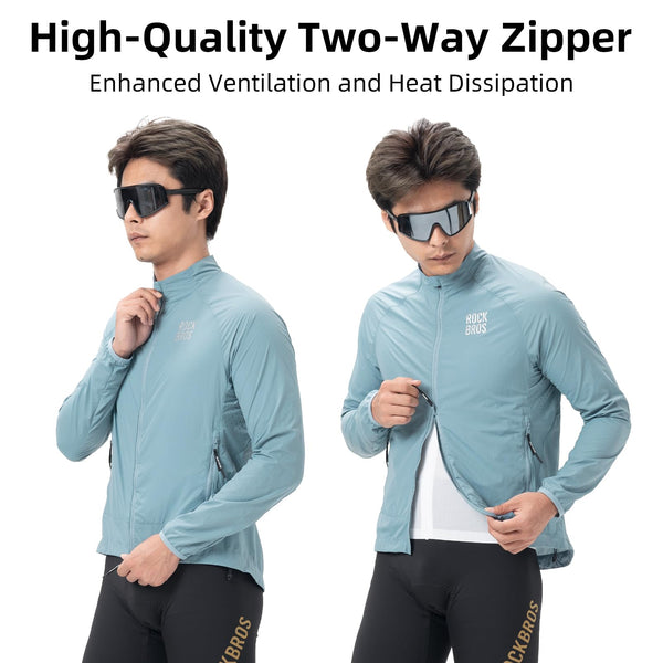 ROCKBROS Cycling Jackets for Men Breathable Cooling Lightweight Long Sleeve Cycling Jersey Running Cycling Windbreaker