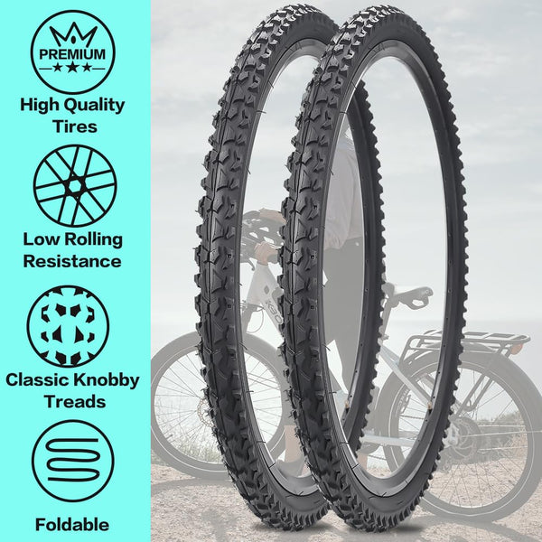 24" Bike Tires 24 X 1.95 Replacement Tires or Inner Tubes AV 32mm Schrader Valve,24 inch Bike Tires Suitable for Mountain Beach Cruiser Bike Replacement Tires & Tubes