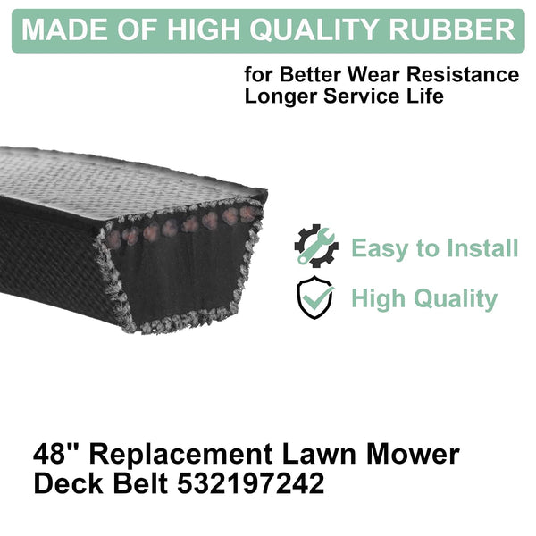532197242 Mower Deck Belt 48" Replacement Compatible with Poulen, Craftman Lawn Mower Deck Belt Replace 197242