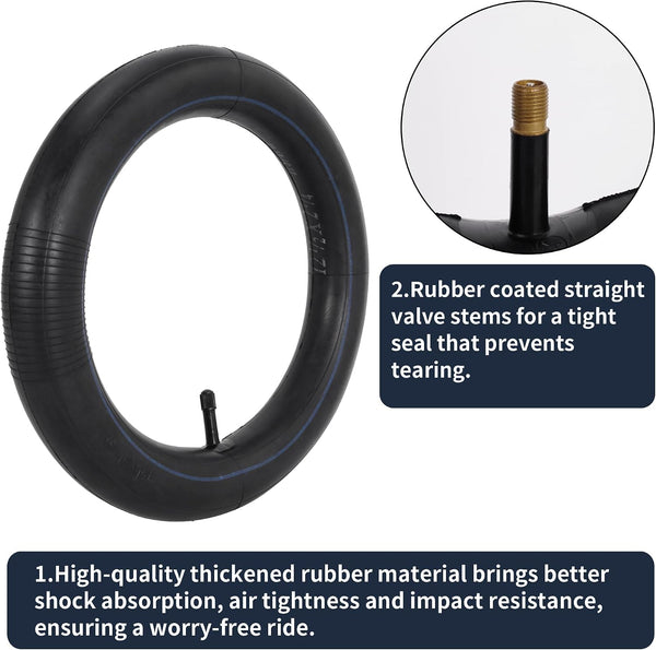 2Set 12 1/2 x 2 1/4 Bike Inner Tube 1.2mm Extra-Thick, 12.5x2.25 Inner Tube 57-203 and Repair Kit Compatible with Dirt Bike, Caster Trike, Jetson Kids Bike, Stroller, 12 Inch Bicycle Tire Tube