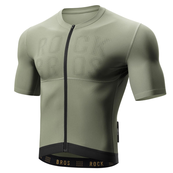 ROCKBROS Cycling Jersey Men Bike Jersey Short Sleeve with Zipper Pocket Breathable Quick-Drying Road Mountain Running