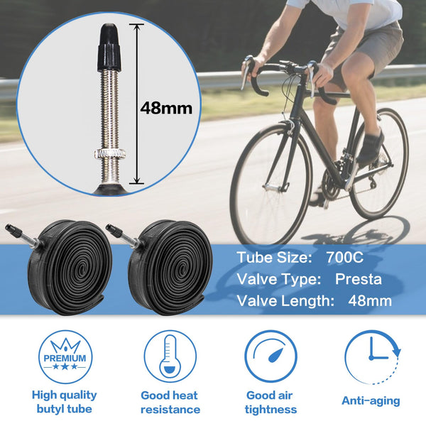 2 Pack700x23C (23-622) Foldable Road Bike Tires with 2 Tubes and 2 Tire Levers 700C Replacement Tires with Folding Bead, Puncture Resistant for Racing & Commuter Bicycles