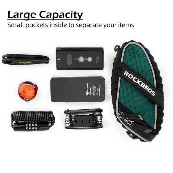 ROCKBROS Bike Seat Bag, Bicycle Saddle Bag Under Seat 3D Shell Cycling Seat Pack for Mountain Road Bikes Black