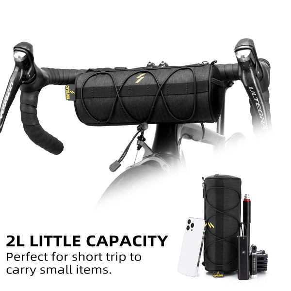 ROCKBROS Bike Handlebar Bag Small Bicycle Handle Bar Bag Handy Front Bike Bags Handlebar Storage Pouch Pack with Shoulder Strap Little Mountain Road Bike Barrel Bag