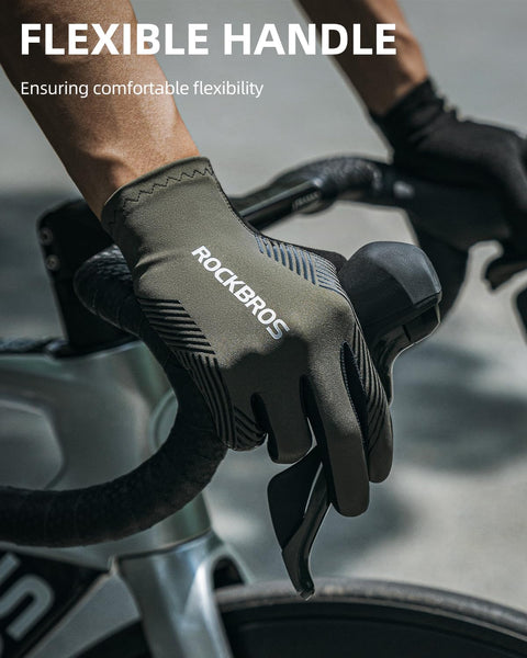 ROCKBROS Cycling Gloves - Anti-Slip Full Finger MTB Road Bike Gloves for Riding, Running, Hiking, Outdoor Sports