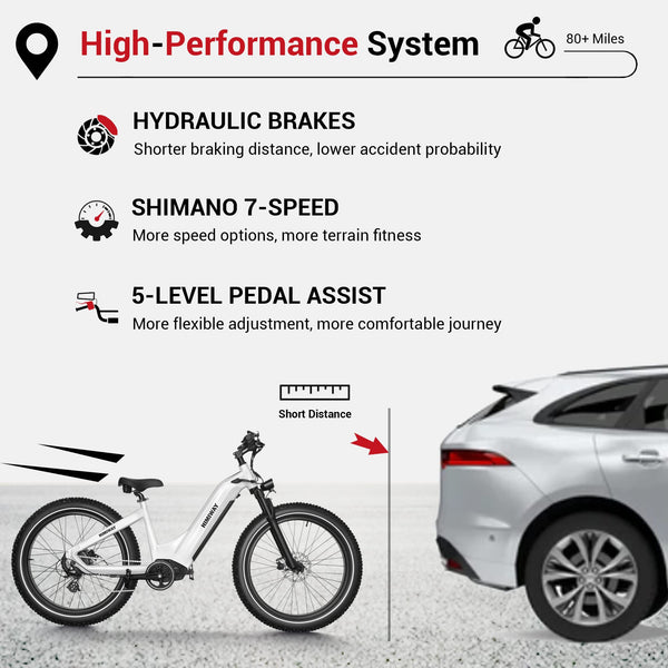 Himiway Zebra D5 26"x4" Electric Bike, 80Miles Range 48V 20Ah Battery 750W Ebike, 400LBS Payload, 25MPH, 7 Speed - TRIPPER ELECTRIC BIKES