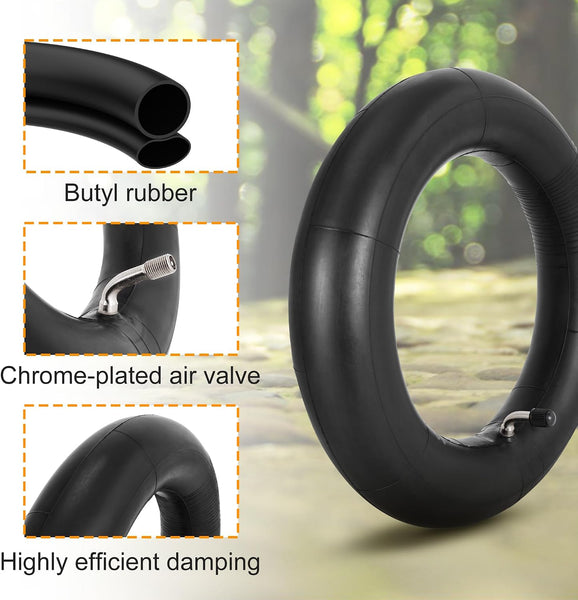 2 Pack of 10x2.50 Inner Tubes and Repair Kit, 10" Bicycle Butyl Tube with 90° Bent Valve Stem Replacement for Electric Scooter Self-Balancing Scooter Kid's Trike Tricycle
