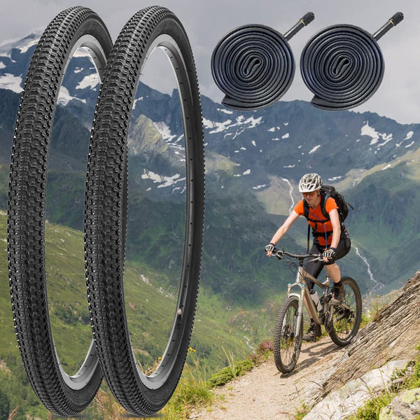 2 Pack Bike Tire 24 26 27.5 X 1.95 27.5 29 X 2.125 Inch Folding Replacement Bike Tire with Tire Levers Foldable Bead Wire Bicycle Tire for Mountain Bike