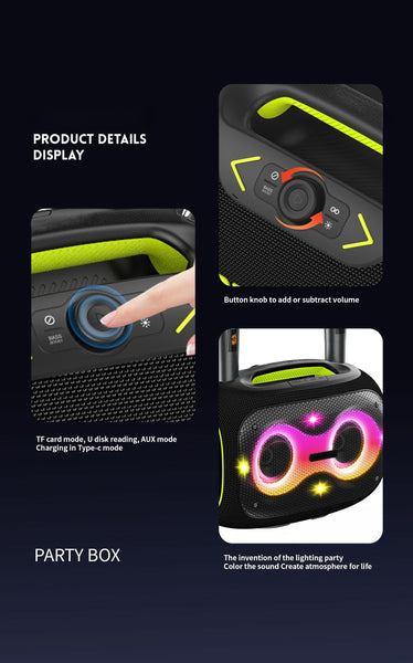 Portable Bluetooth Speaker with Dual Wireless Mics with Volume Control, 120W, Tripod Stand, 10+ Hours Playtime, Big Bass TWS/USB/TF Card/AUX IPX6 Waterproof Party Box (Gray)