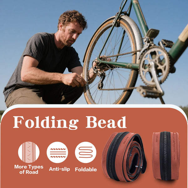27 X 1 1/4 Bike Tire 27 Inch Road Bike Tires 32-630 Folding Bead Replacement Bicycle Tire Set