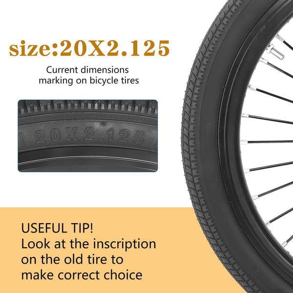 2 Pack 12 1/2 X 2 1/4(12.5x2.25) 14/16/20 x 2.125 Bike tire 12.5/14/16/20 Inch Bike tire Kids Folding Replacement Bicycle Tires Fits Most Kids Bikes and BMX Tires