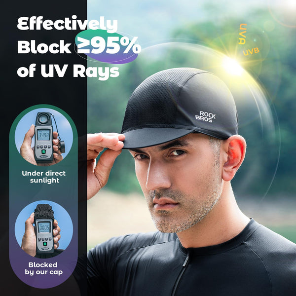 ROCKBROS Cycling Cap Cooling Skull Cap Helmet Liner with Sun Visor Sun Protection Running Bike Hat for Men Women