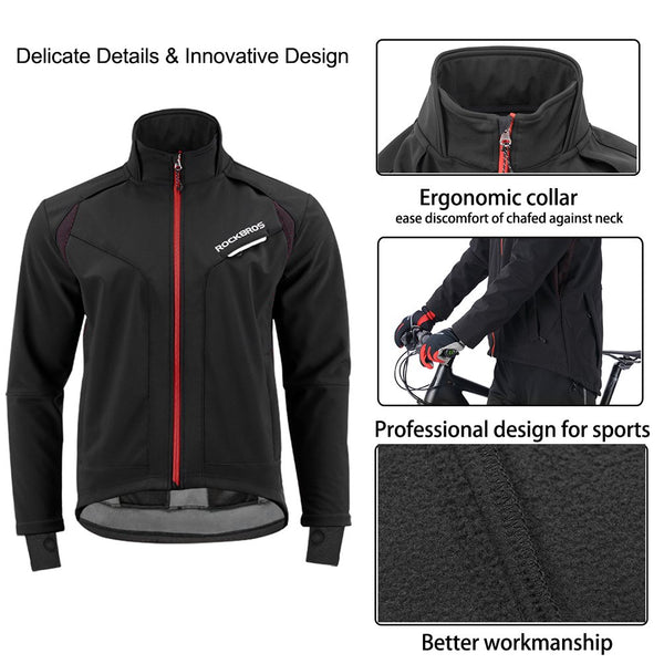 ROCKBROS Cycling Jackets for Men Winter Bike Jackets Thermal Windproof Jacket for Men Cold Weather Cycling Running Hiking
