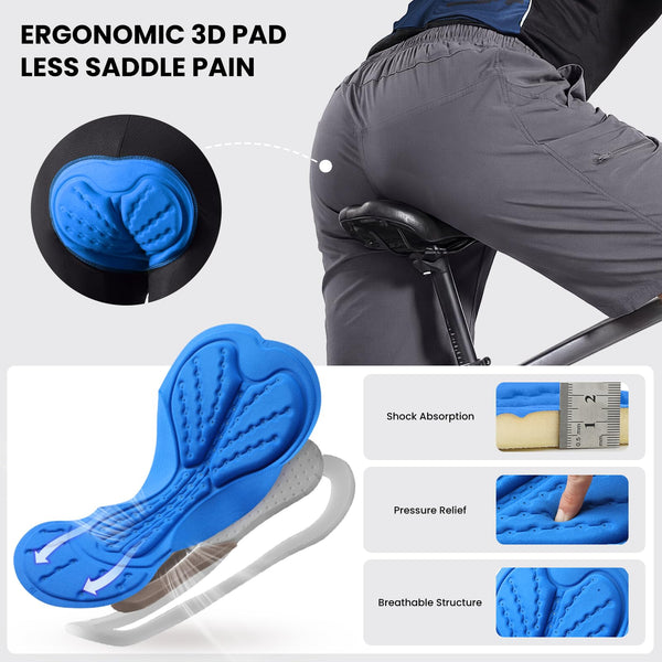 Sportneer Bike Shorts for Men: 3D Padded Lightweight Riding Biking Cycling Mountain Bike Shorts for Men with Zipper Pockets