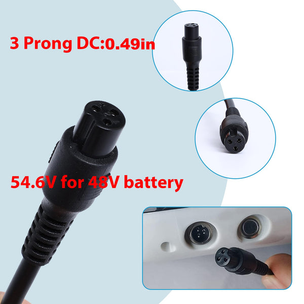 EVAPLUS UL Certified 54.6V Fast Charger with XLR Plug - 13S 48V Lithium Battery Charger for Electric Bikes, Mobility Scooters