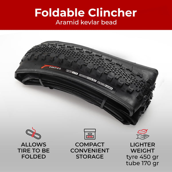 Fincci Gravel 700x38c Bike Tire with 700c Bike Tube - Foldable Kevlar 40-622 700x38c Bikes Tire with 1mm Antipuncture Resistant for 700c Wheelset for Electric, Road, MTB, Mountain, Hybrid Bicycle
