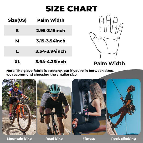 ROCKBROS Cycling Gloves for Men Women SBR Padded Shock Absorbing Bike Gloves Breathable Touchscreen Anti-Slip Palm Lightweight for Biking