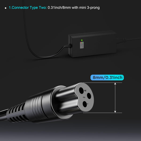 EVAPLUS UL Certified 42V 2A Power Adapter,Electric Scooter Charger Compatible with Ninebot Segway Scooter ES2/ ES4/ E22/ F20A/ F25/ F30/ F40/D18/D28/D40 KickScooters(1-Prong Connector-0.31inch)