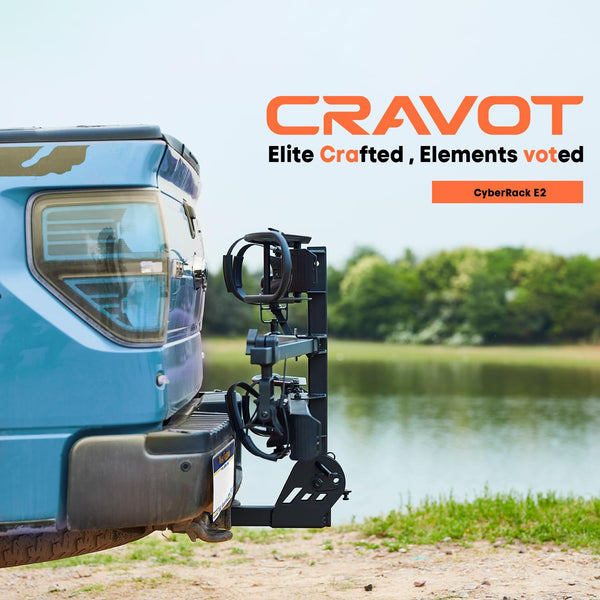 CRAVOT CyberRack EBike Rack for 2 Bike, 200 lbs Capacity Heavy Duty Electric Bike Carrier, 5-inch Fat Tire Bicycle for 2'' Receiver Cars Trucks SUVs Minivans RV, Trailer