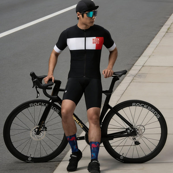 ROCKBROS Cycling Jersey Men Short Sleeve Bike Shirt Breathable Quick-Drying High-Elastic Road Mountain Bike Jersey