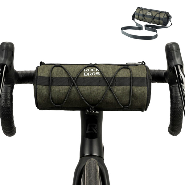 ROCKBROS Bike Handlebar Bag Small Bicycle Handle Bar Bag Handy Front Bike Bags Handlebar Storage Pouch Pack with Shoulder Strap Little Mountain Road Bike Barrel Bag