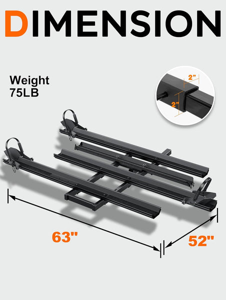 Hitch Mount Trike Rack for Tricycles - Bike Rack with 3 Ramps for Fat Tires Electric Trike, Adjustable Etrike Rack for Adult Tricycle, Folding Trikes Carrier for Cars, Trucks, SUVs, RVs 2" Receiver