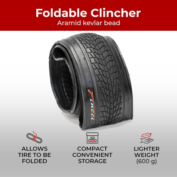 Fincci BMX 20 x 1.75 Bike Tire and Tube - Foldable 20 inch Bike Tire, 47-406 20 inch Bike Tube Schrader, 27 TPI for Kids, Teen & Adults and Tricycle Road, Trick, Trike, Electric Freestyle Bike