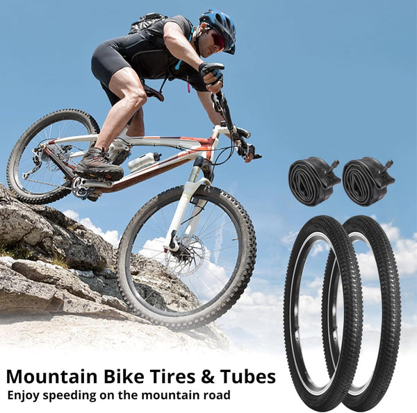 yeesport 2 PCS 20x1.95” Mountain Bike Tires & 2 PCS 20” X 1.75”-2.125” Bike Tubes, 20 Inch Tire & Inner Tubes, Puncture-Resistant Bicycle Tires, Bike Replacement for Beach Cruiser Mountain Bikes