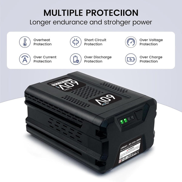 Cordless Tools 60V 5.0Ah Lithium Replacement for Greenworks 60V Battery LB60A03 LB60A02 LB60A00 Lawn Mower Battery-High Capacity Upgraded for Greenworks 60 Volt Green Works Max Batteries