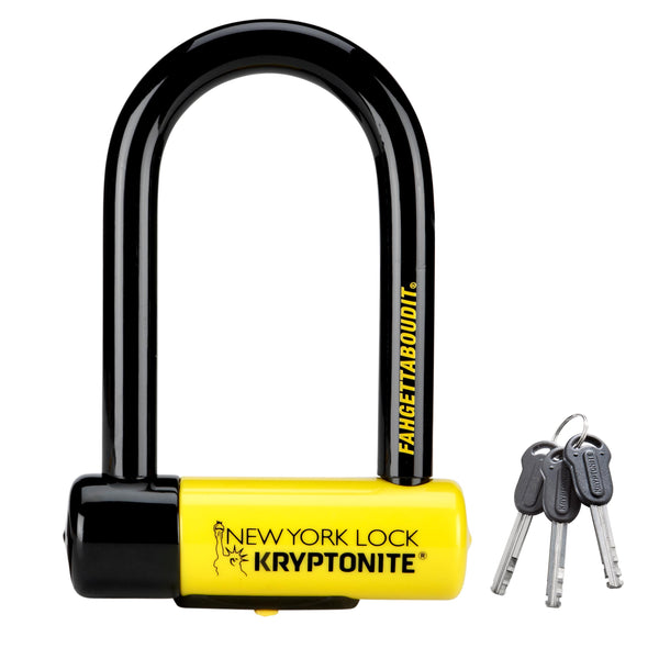 Kryptonite New York Fahgettaboutit Mini Bike U-Lock, Heavy Duty Anti-Theft Bicycle U Lock, 18mm Shackle with Keys, Ultimate Security Lock for Bicycles E-Bikes Scooters | bike-locks