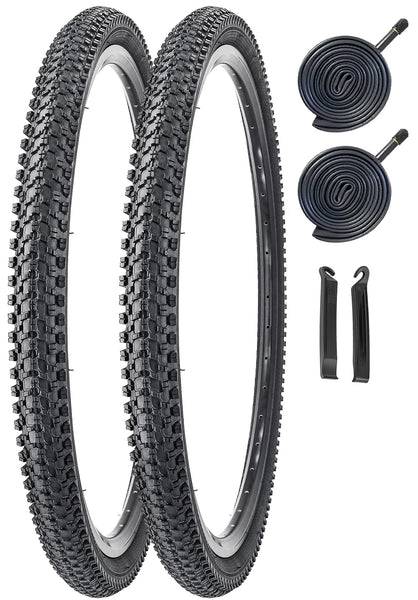 2 Pack Bike Tire 24 26 27.5 X 1.95 27.5 29 X 2.125 Inch Folding Replacement Bike Tire with Tire Levers Foldable Bead Wire Bicycle Tire for Mountain Bike