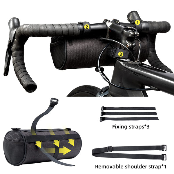 ROCKBROS Bike Handlebar Bag Small Bicycle Handle Bar Bag Handy Front Bike Bags Handlebar Storage Pouch Pack with Shoulder Strap Little Mountain Road Bike Barrel Bag