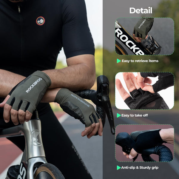 ROCKBROS Cycling Gloves for Men Women, Bike Gloves Half Finger with Shock-Absorbing Pad Breathable Mountain Road Biking Motorcycle Gym Gloves