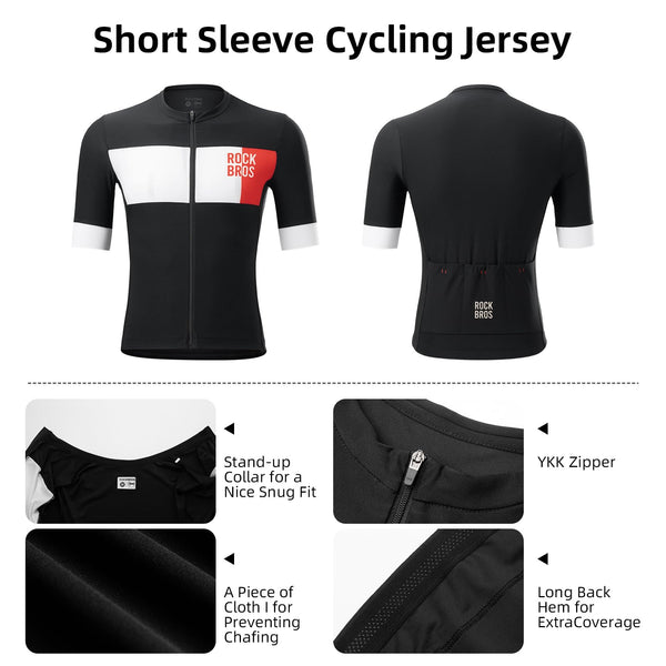 ROCKBROS Cycling Jersey Men Short Sleeve Bike Shirt Breathable Quick-Drying High-Elastic Road Mountain Bike Jersey