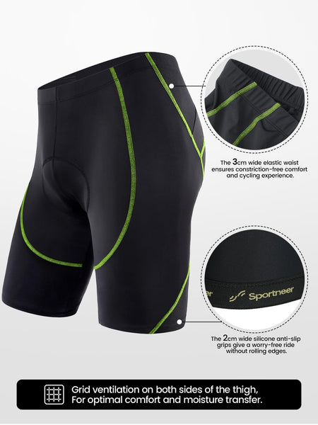Sportneer Padded Bike Shorts for Men - 4D Padding Mens Bicycle Cycling Biking Clothing Shorts, Breathable and Absorbent