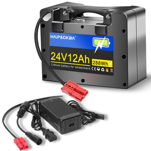 24V12Ah Lithium Battery for Wheelchair Battery, Built-in 30A BMS for 100W/250W/350W/500W/750W Motors,Replacement Lead-Acid Batteries, with 29.4V 2A Charger&Anderson Connector(24V 12AH)