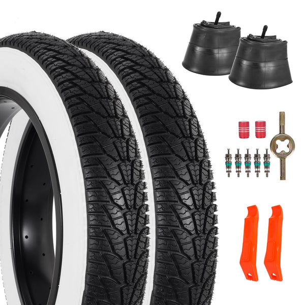 2-Pack 20x4.0 Fat Bike Tire, 20 Inch Mountain Bike Tires & Tubes Set, Folding Replacement Bicycle Tires with Tire Levers for Off-Road Bike, Ebike