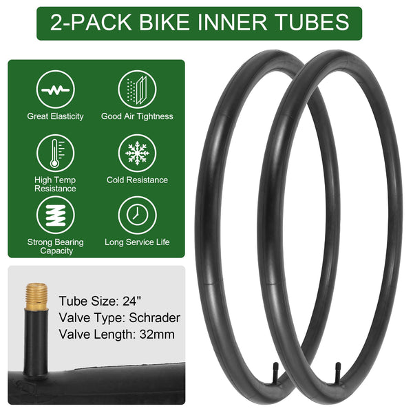 2-Pack 20x1.75 Bike Tire Tube, 20 Inch Mountain Bike Tires & Tubes, Folding Replacement Bicycle Tires with 2 Tire Levers for Hybrid, City Commuter, Urban