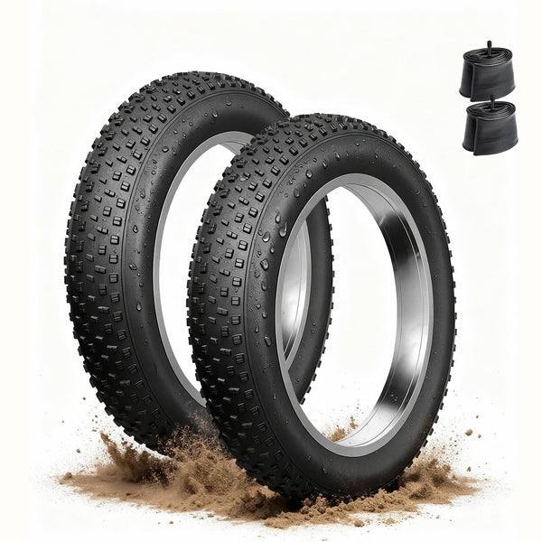 Fat Tire Electric Bike Tires 20/26x4.0 1/2-Pack All Terrain Puncture Proof Ebike Tires with Deep Tread, Wear-Resistant for Snow/Sand/Beach/Off-Road