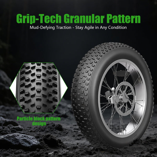 Fat Tire Electric Bike Tires 20/26x4.0 1/2-Pack All Terrain Puncture Proof Ebike Tires with Deep Tread, Wear-Resistant for Snow/Sand/Beach/Off-Road