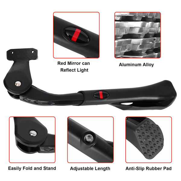 Bike Kickstand for Adult Bike, Black&Red | Adjustable Bicycle Kickstand for 24"-29" Bike, Kickstand for Kids Bike, Mountain Bike, Ebike