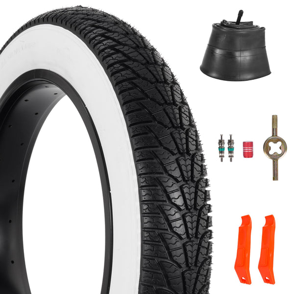 2-Pack 20x4.0 Fat Bike Tire, 20 Inch Mountain Bike Tires & Tubes Set, Folding Replacement Bicycle Tires with Tire Levers for Off-Road Bike, Ebike