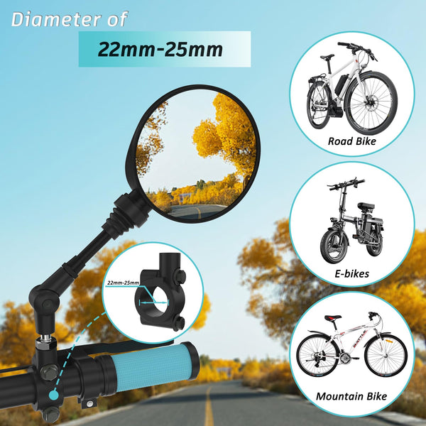 Raot 2 Pack Bike Mirrors, eBike Mirrors for Handlebars - TRIPPER ELECTRIC BIKES